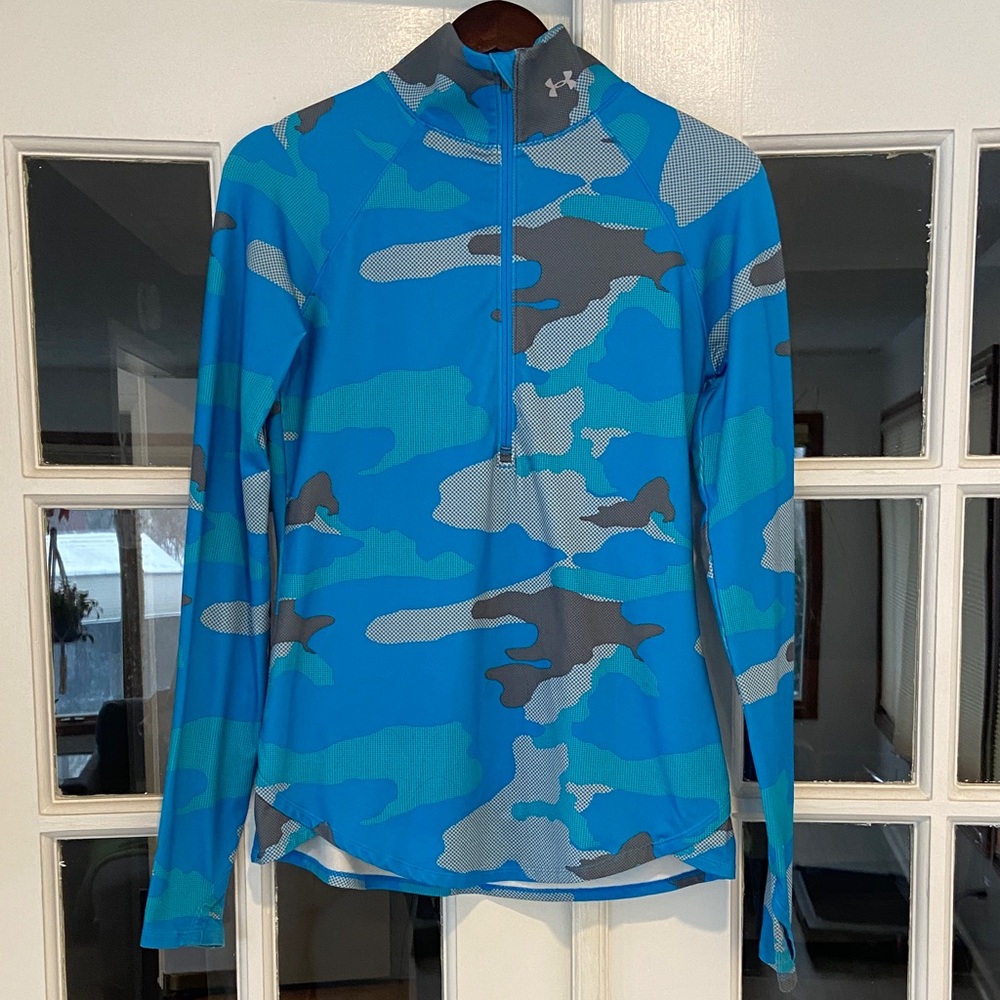 Under Armour Blue and Gray Camo Half-Zip Shirt